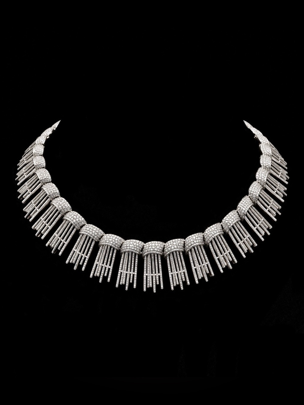 Sarah Coventry Silver-Tone Pave Fringe Necklace